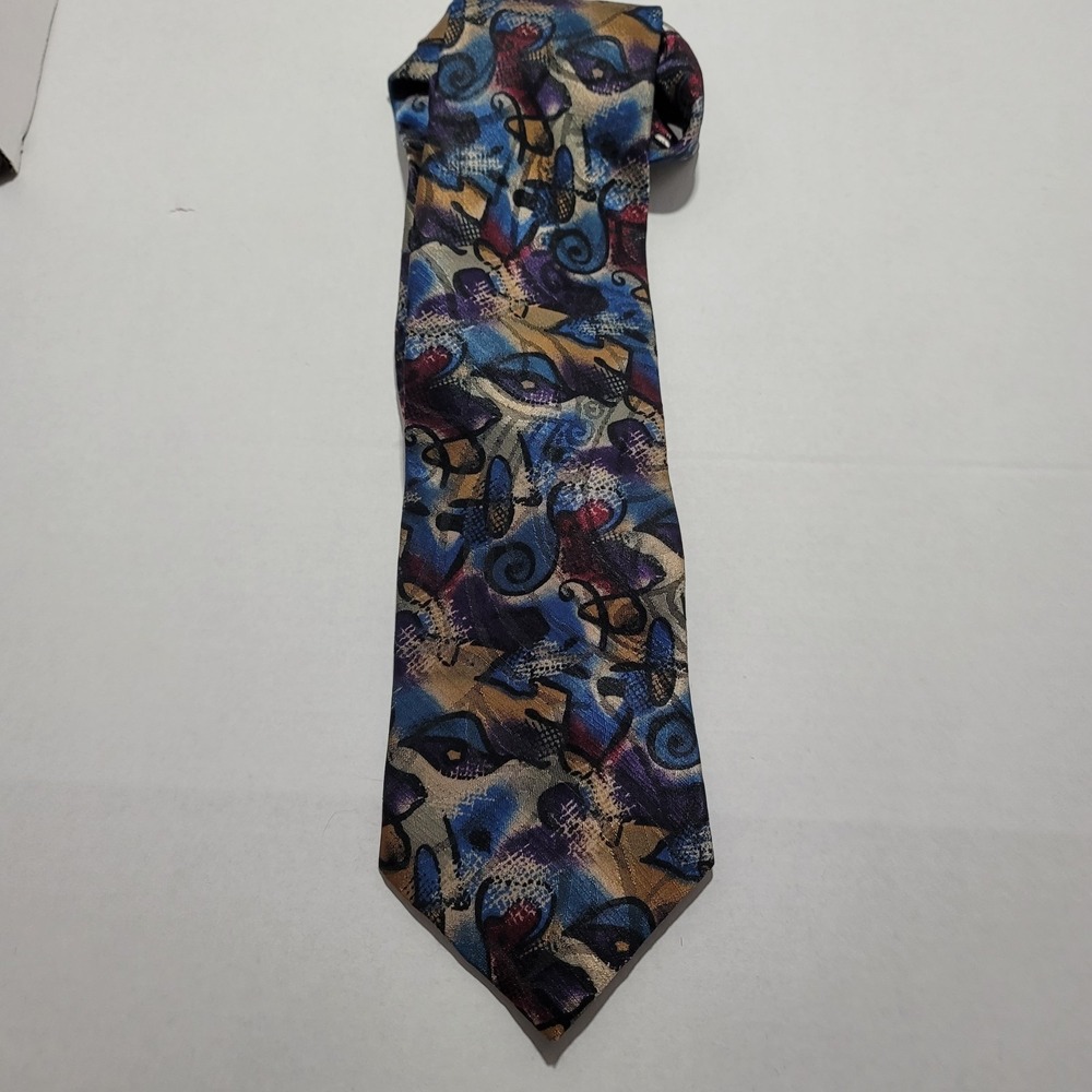 Wembley Purple Red Gold Blue Men's Wide Faux Eyes &‎ Swirls Neck Tie